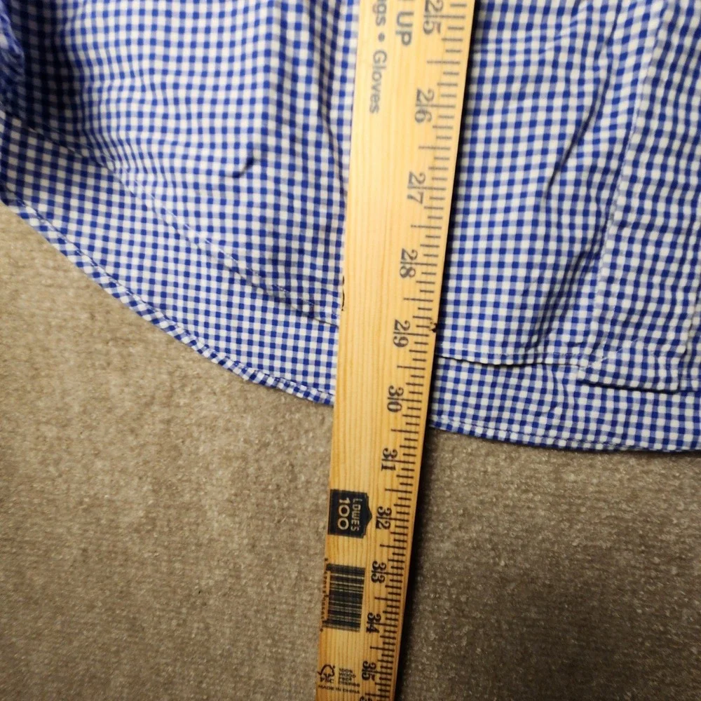 Polo Ralph Lauren Button Down Men Medium Blue White Gingham Slim Fit Long Sleeve